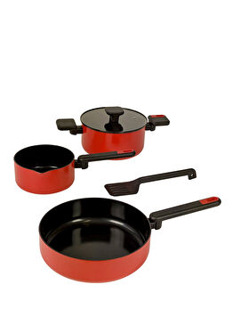 Mira Kırmızı Alüminyum 5 Parça Tencere Seti