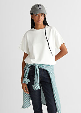 Beyaz Regular Fit Bisiklet Yaka Kısa Kollu Kadın T-Shirt