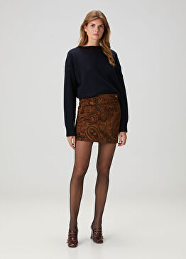 Şal Desenli Mini Etek