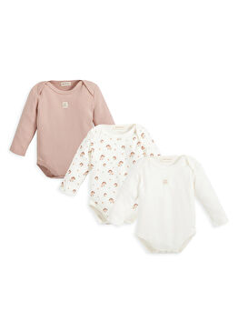 Woodland Renkli Pamuklu Uzun Kollu Unisex Bebek 3'lü Body Seti