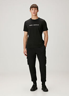 Hartsfield Siyah Beli Kordonlu Kargo Eşofman Altı