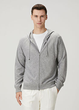 Gri Kapüşonlu Kaşmir Triko