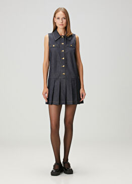 Virgie Koyu Mavi Mini Denim Elbise