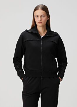 Milly Siyah Fermuarlı Sweatshirt