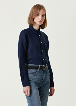 Lacivert Keten Gömlek