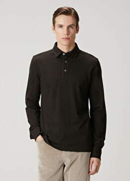 Kahverengi Polo Yaka Sweatshirt