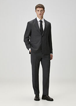 Drop 4 Antrasit Ekoseli Yün Takım Elbise