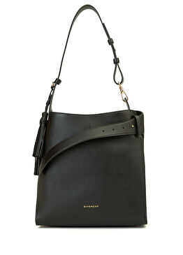 Belted Medium Siyah Kadın Deri Hobo