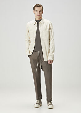 Kırık Beyaz Kadife Dış Gömlek