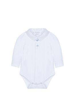 Beyaz Pamuklu Yaka Detaylı Çıtçıtlı Kız Bebek Body
