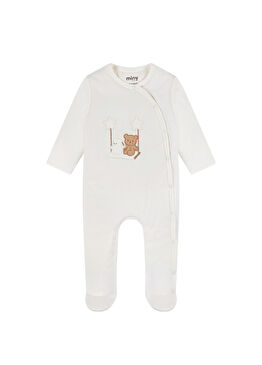 Ekru Ayıcık ve Tavşan Figürlü Unisex Bebek Uyku Tulumu