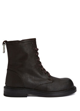 Koyu Kahverengi Kadın Deri Postal Bot