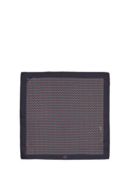 Lacivert Desenli İpek Poşet Mendil