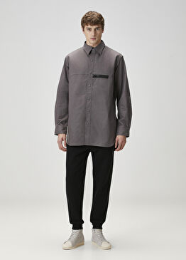 Koyu Gri Twill Dış Gömlek