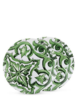 Yeşil Desenli 2li Porselen Yemek Tabağı Seti