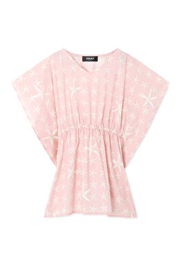 Pembe Yıldız Desenli Kız Bebek Elbise