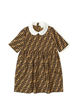 Kahverengi Logolu Kız Çocuk Elbise