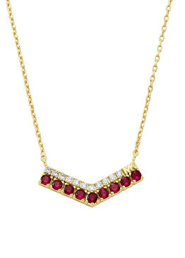 Spring Ring MKJ8563-710 Altın Rengi Kırmızı Kadın Kolye