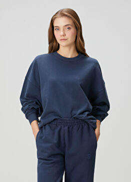 Miles Framed Monogram Koyu Mavi Sweatshirt