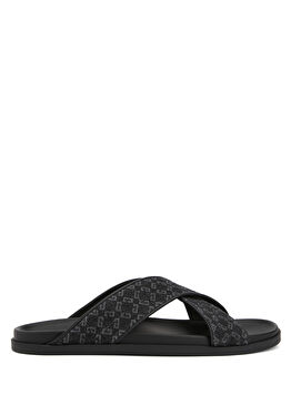 Siyah Logo Desenli Erkek Terlik