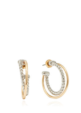 Gümüş Altın Rengi Kadın Halka Mix Küpe