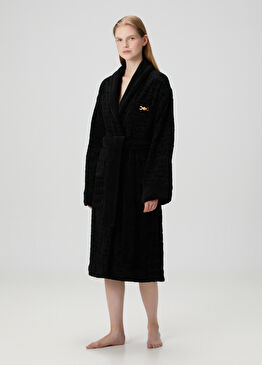 Siyah Logo Jakarlı Bornoz