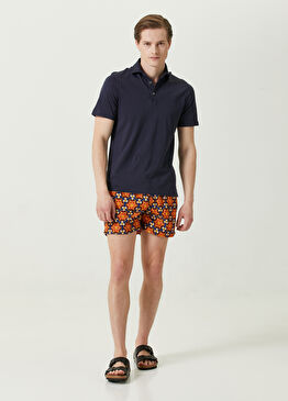 Mavi Beli Kordonlu Etnik Desenli Mayo