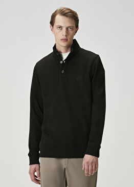Siyah Yakası Fermuarlı Sweatshirt