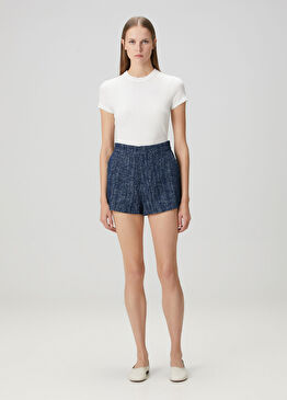 Mavi Tweed Şort