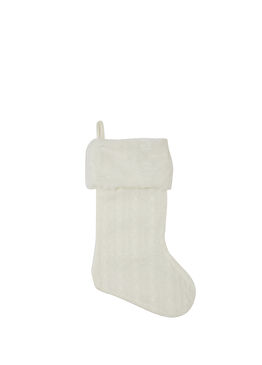 Beyaz Örgü Dokulu Çorap Formlu Yılbaşı Süsü