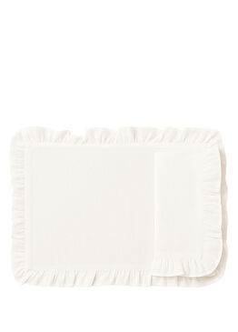 Ruffle Beyaz Keten Amerikan Servis Peçete Seti 35 x 50 cm