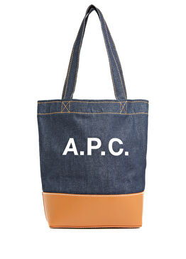 Axel Lacivert Taba Denim Kanvas Alışveriş Çantası