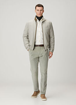 Açık Yeşil Pilili Kadife Pantolon