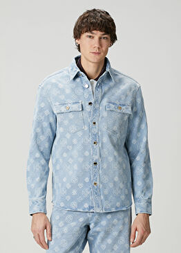 Mavi Logo Jakarlı Denim Dış Gömlek
