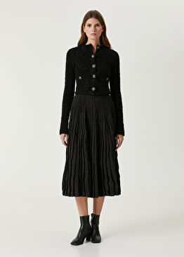 Haki Ekoseli Midi Yün Etek