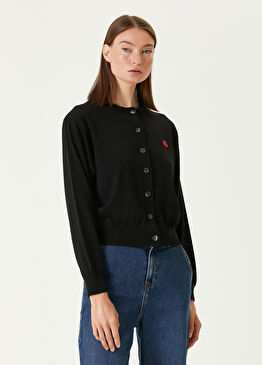 Boke Flower Siyah Yün Hırka