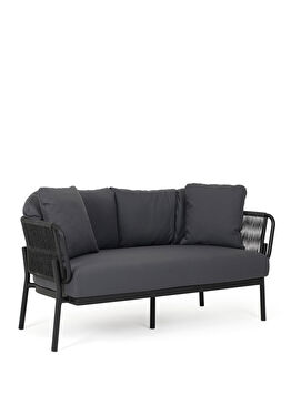 Ban Siyah Alüminyum İkili Bahçe Kanepesi