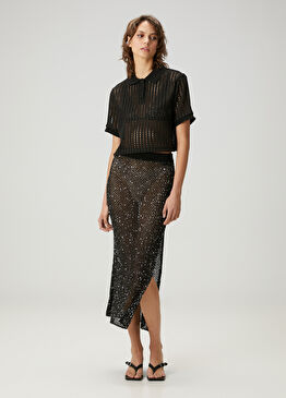 Siyah Midi Payetli Etek