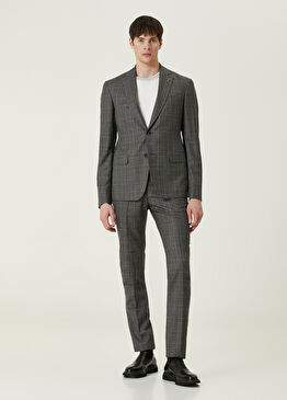 Gri Ekose Desenli Yün Takım Elbise