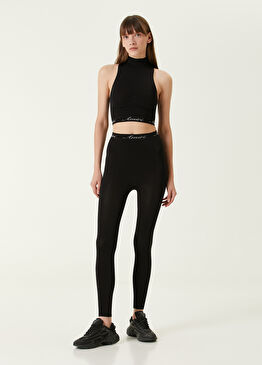 Siyah Logo Bantlı Tayt