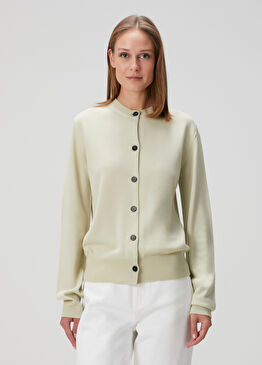 Gri Yeşil Yün Triko Hırka