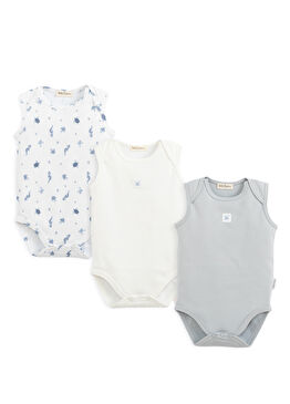 Under The Sea Ekru/Gri/Printed 3'lü Bebek Body Seti