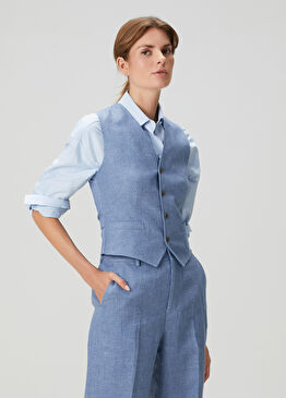 Mavi Keten Yelek