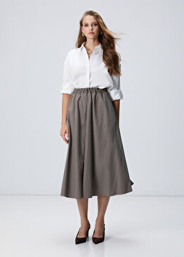 Açık Haki Midi Etek