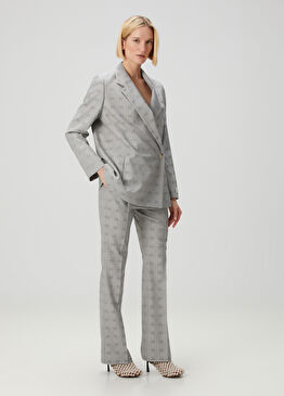 Kenzo Weave Flared Gri Yün Pantolon