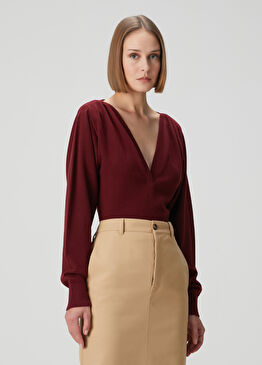 May Bordo Yün Bluz
