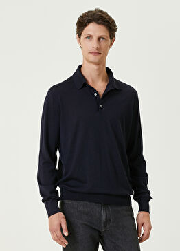 Lacivert Polo Yaka Kaşmir Triko