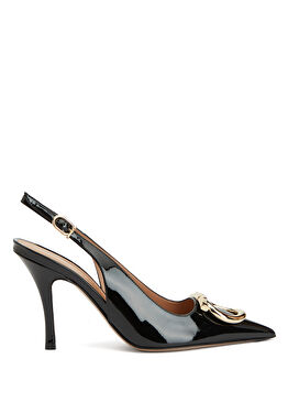 Siyah Deri Topuklu Ayakkabı