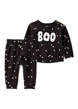 Siyah Pamuklu Unisex Bebek 2'li Set