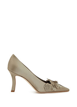 Moiraflor Haki İpek Saten Stiletto